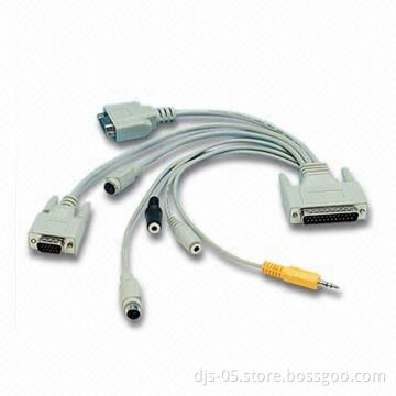 Multimedia Cable, DB25M to HDB15M to HDB15F, MD6M to MD6F, DC3.5M, 2 x DC3.5F with High Performance